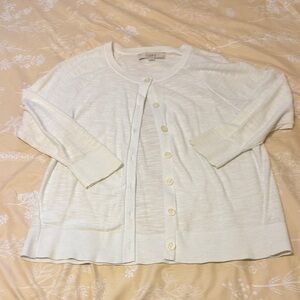 LOFT Women's White Crew Neck Sweater